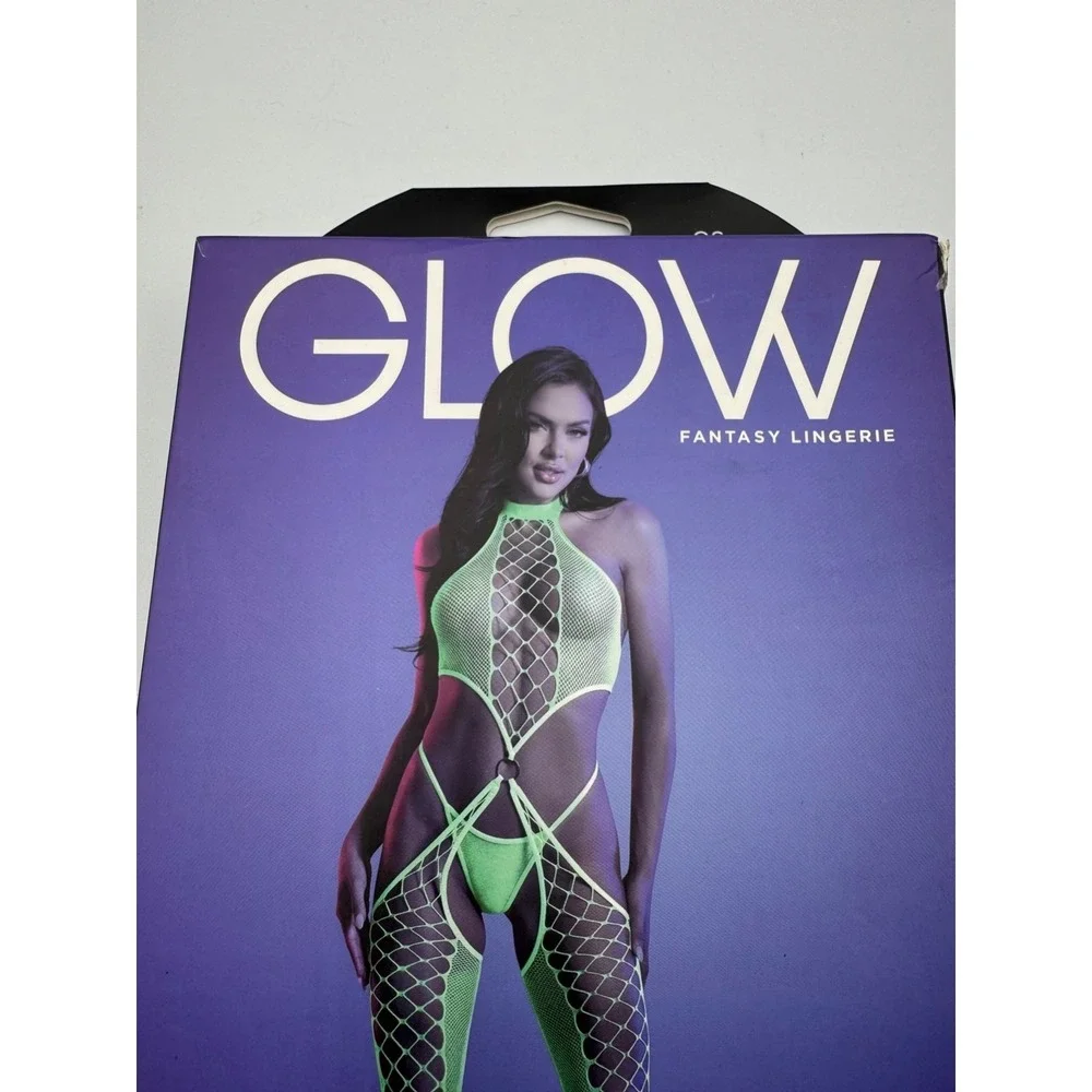 NWB Fantasy‎ Glow High Voltage High Neck Body Stocking & G-String Panty Women's